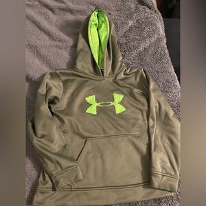 Under Armour Olive Green Hoodie with Neon Green Logo